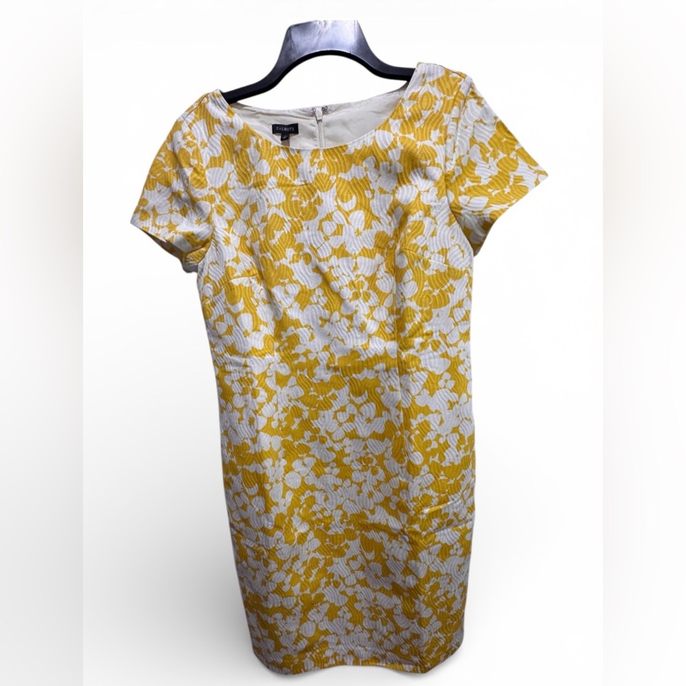Talbots Yellow and White floral Pattern sheath size 10 Dress NWT